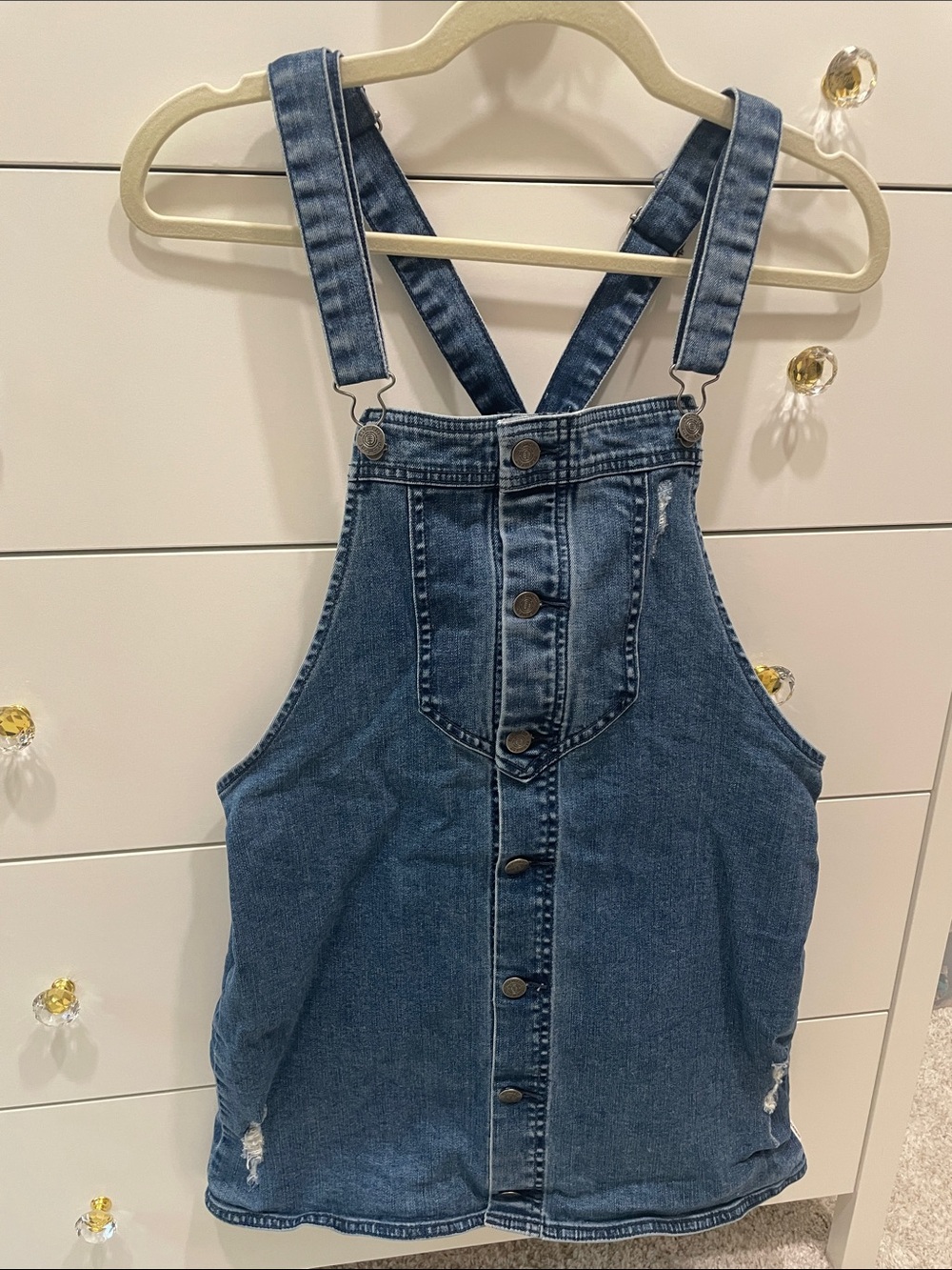 Element Blue Denim Button-Front Overall Dress